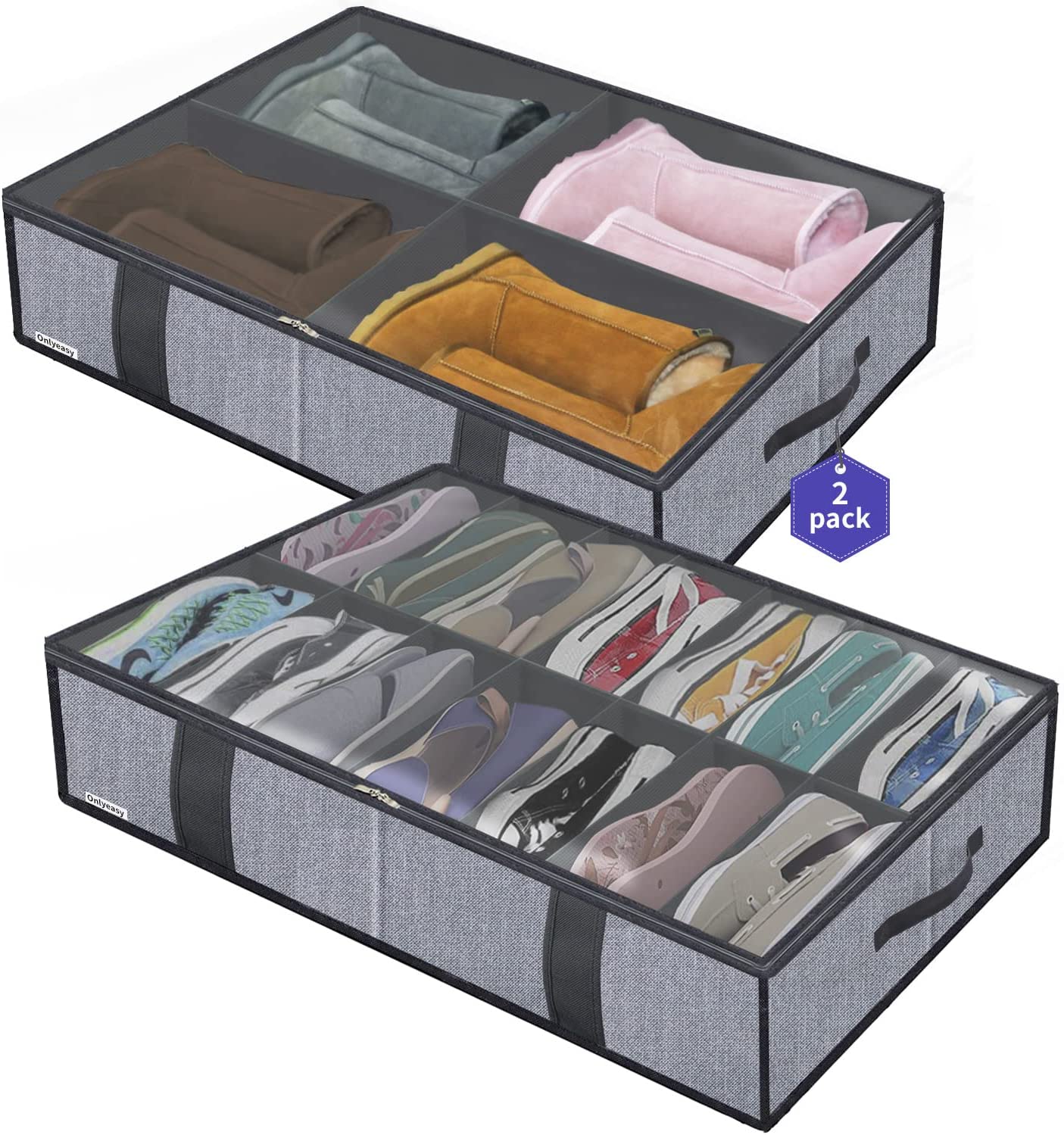 2 Pack Under Bed Shoes Storage