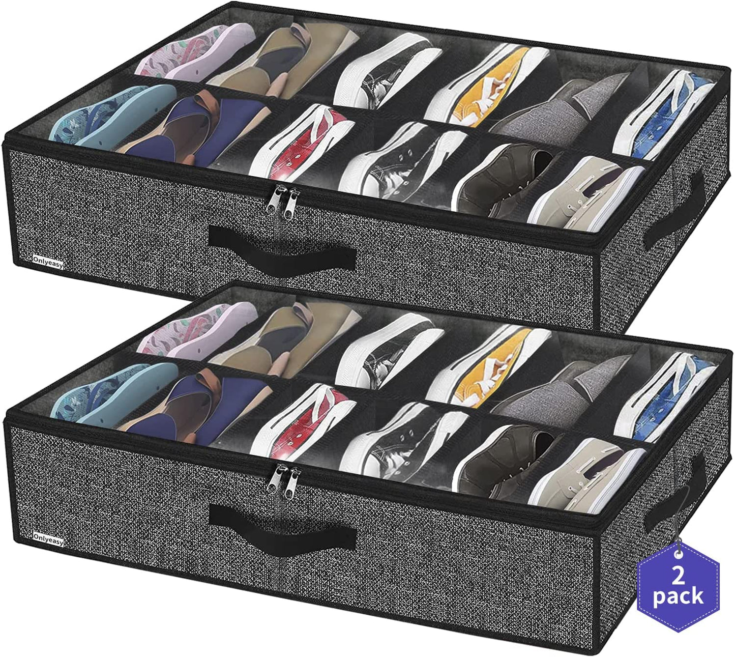 2 Pack Under Bed Shoes Storage