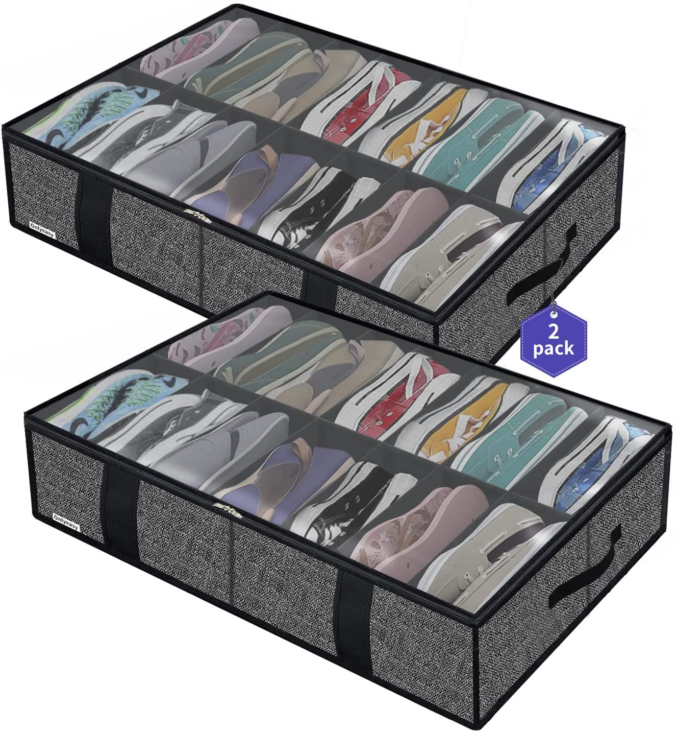 2 Pack Under Bed Shoes Storage