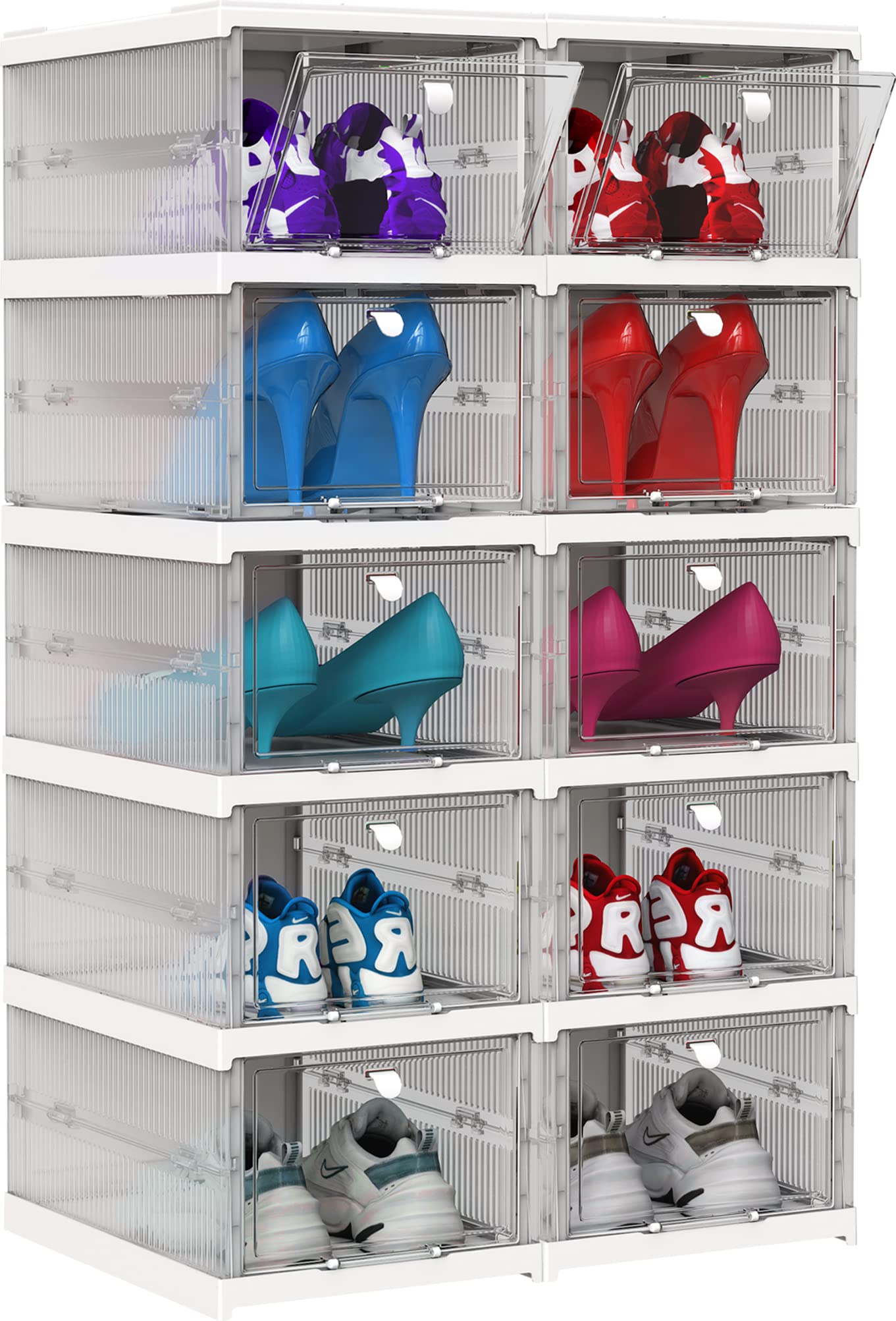 Home Shoe Organizer - Plastic Stackable Shoe Storage Organizer for Closet