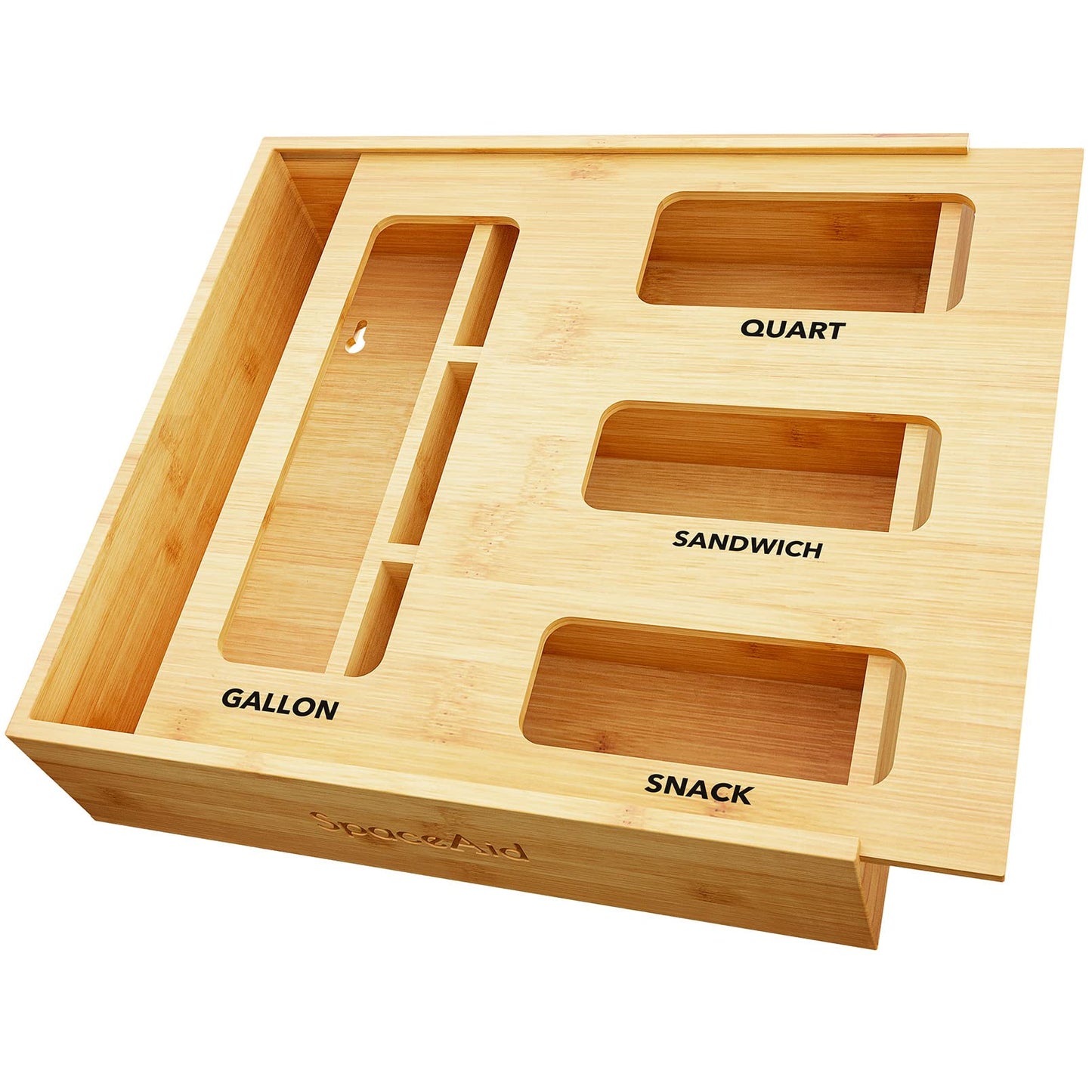 Bag Storage Organizer for Kitchen Drawer, Bamboo Organizer (1 Box 4 Slots)