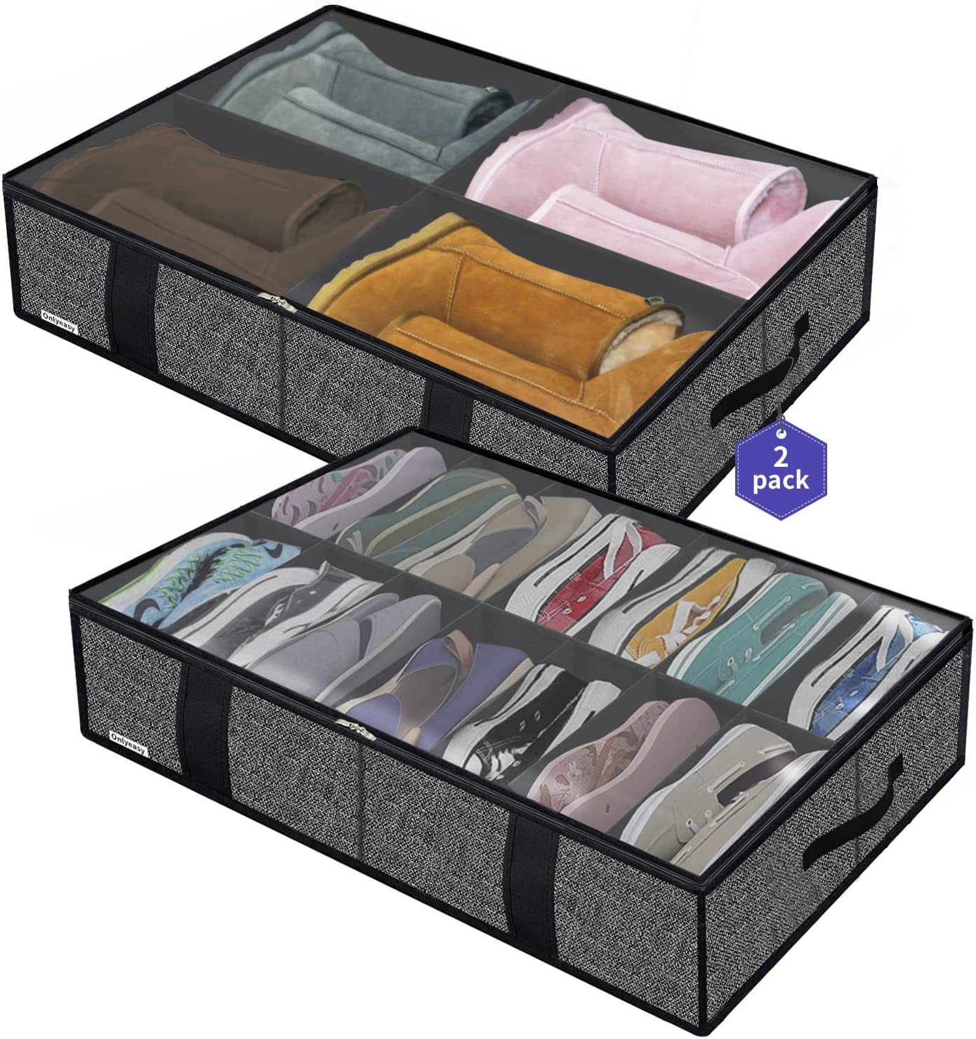 2 Pack Under Bed Shoes Storage