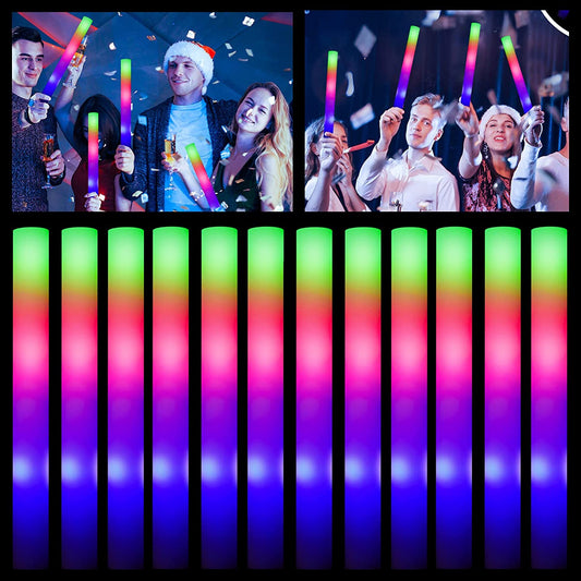 Glow Sticks Bulk, LED Foam Sticks Party Favors with 3 Modes Colorful Flashing