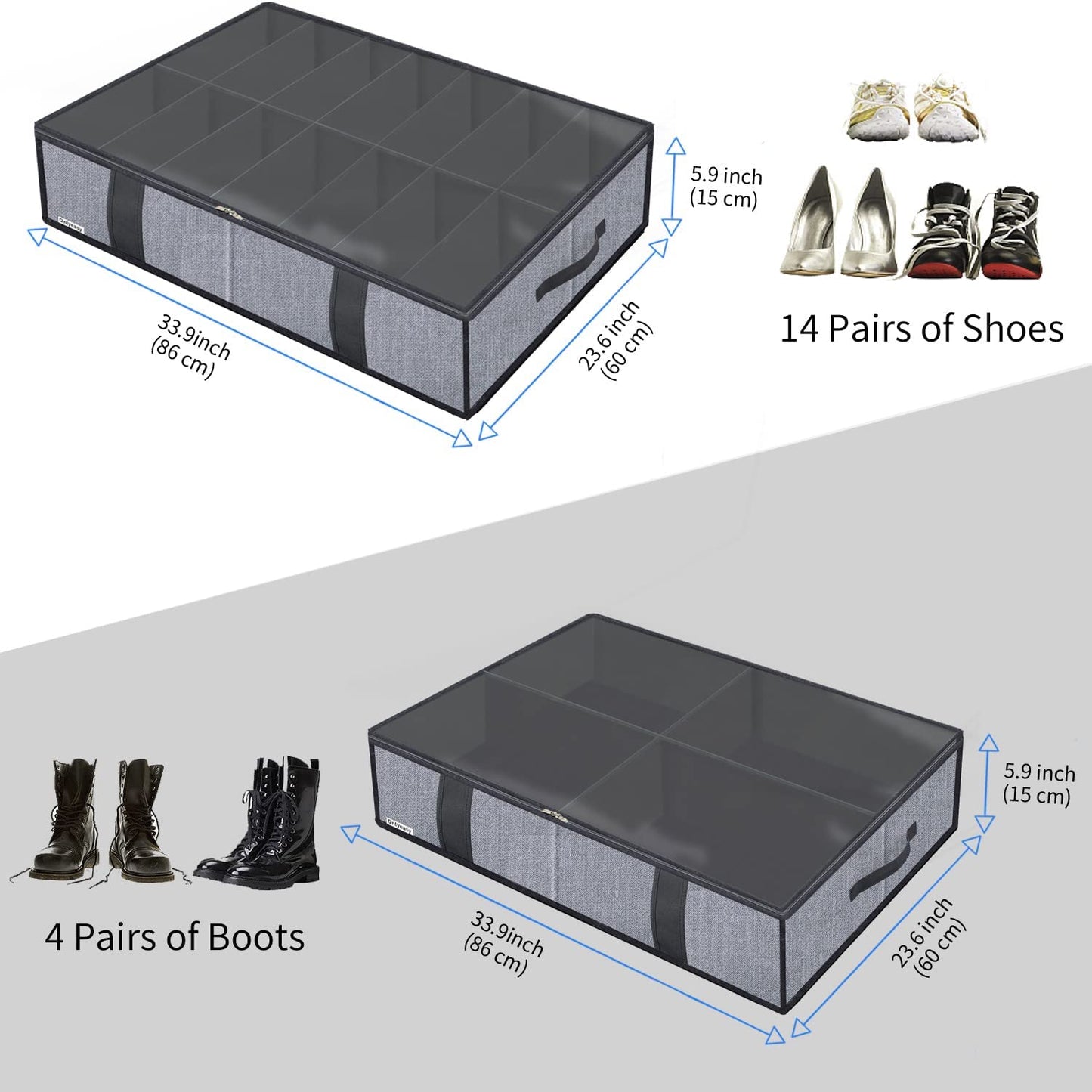 2 Pack Under Bed Shoes Storage