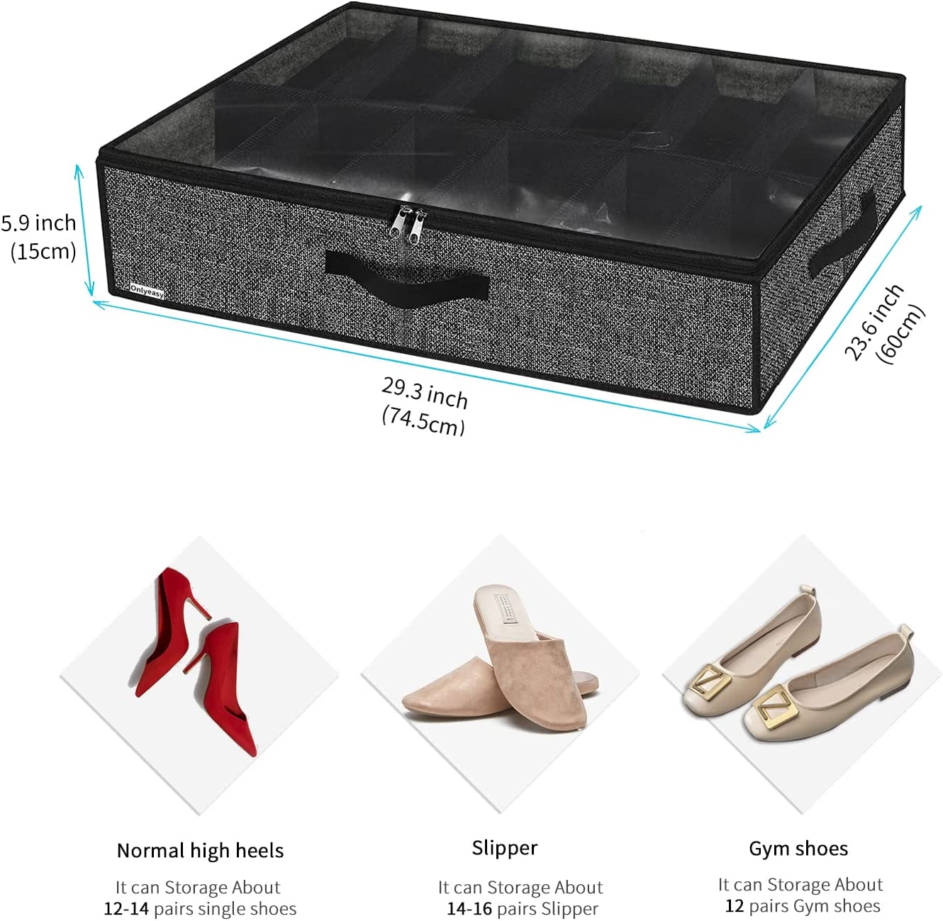 2 Pack Under Bed Shoes Storage