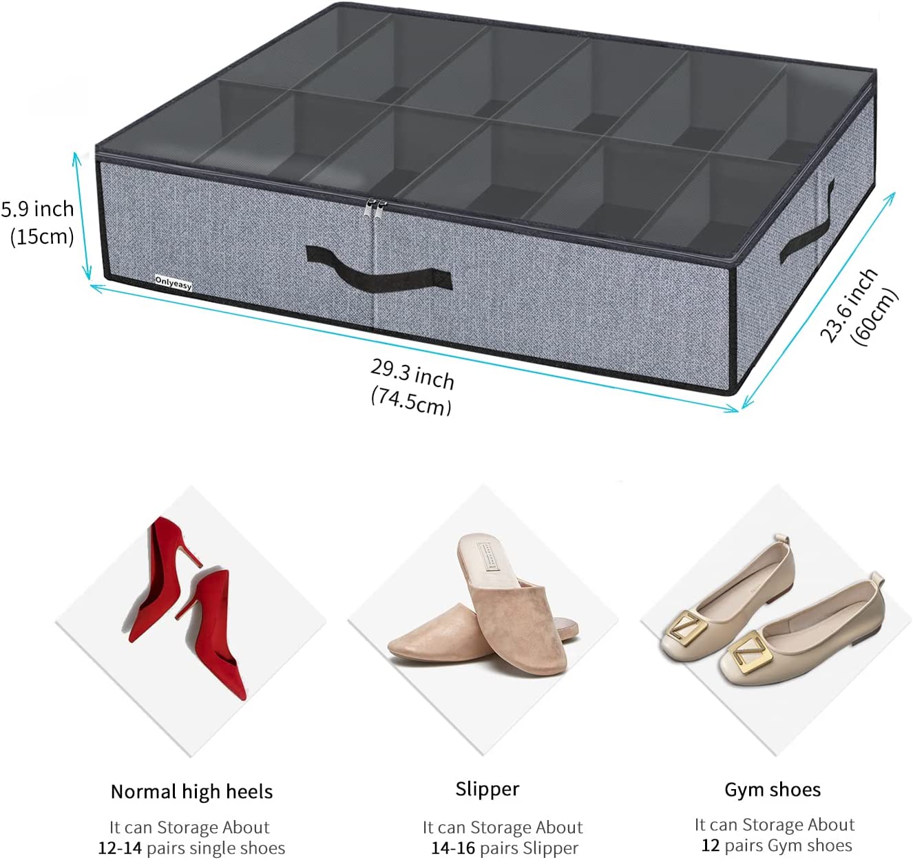 2 Pack Under Bed Shoes Storage