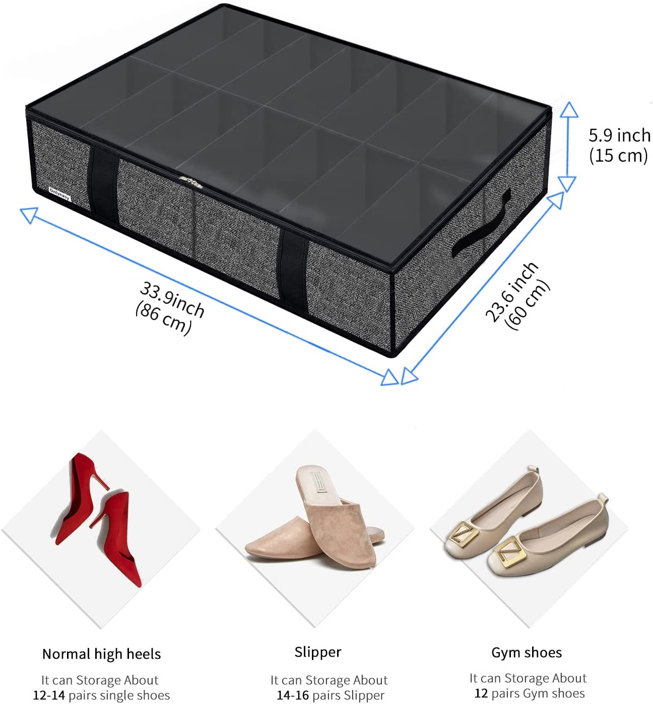 2 Pack Under Bed Shoes Storage