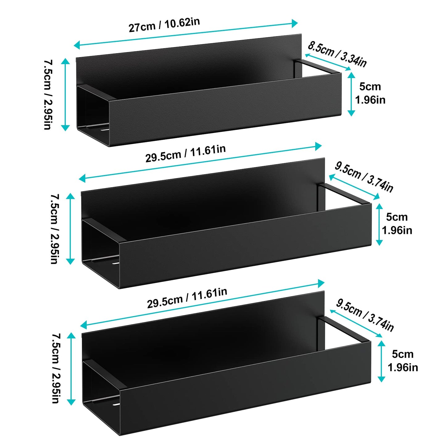 Moveable Fridge Magnetic Spice Racks,Metal Black