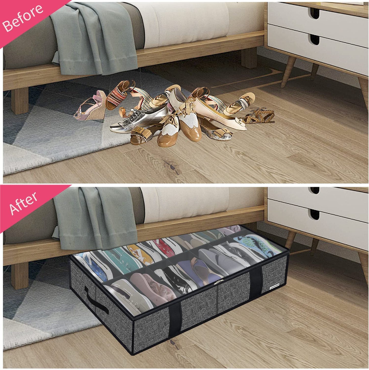 2 Pack Under Bed Shoes Storage