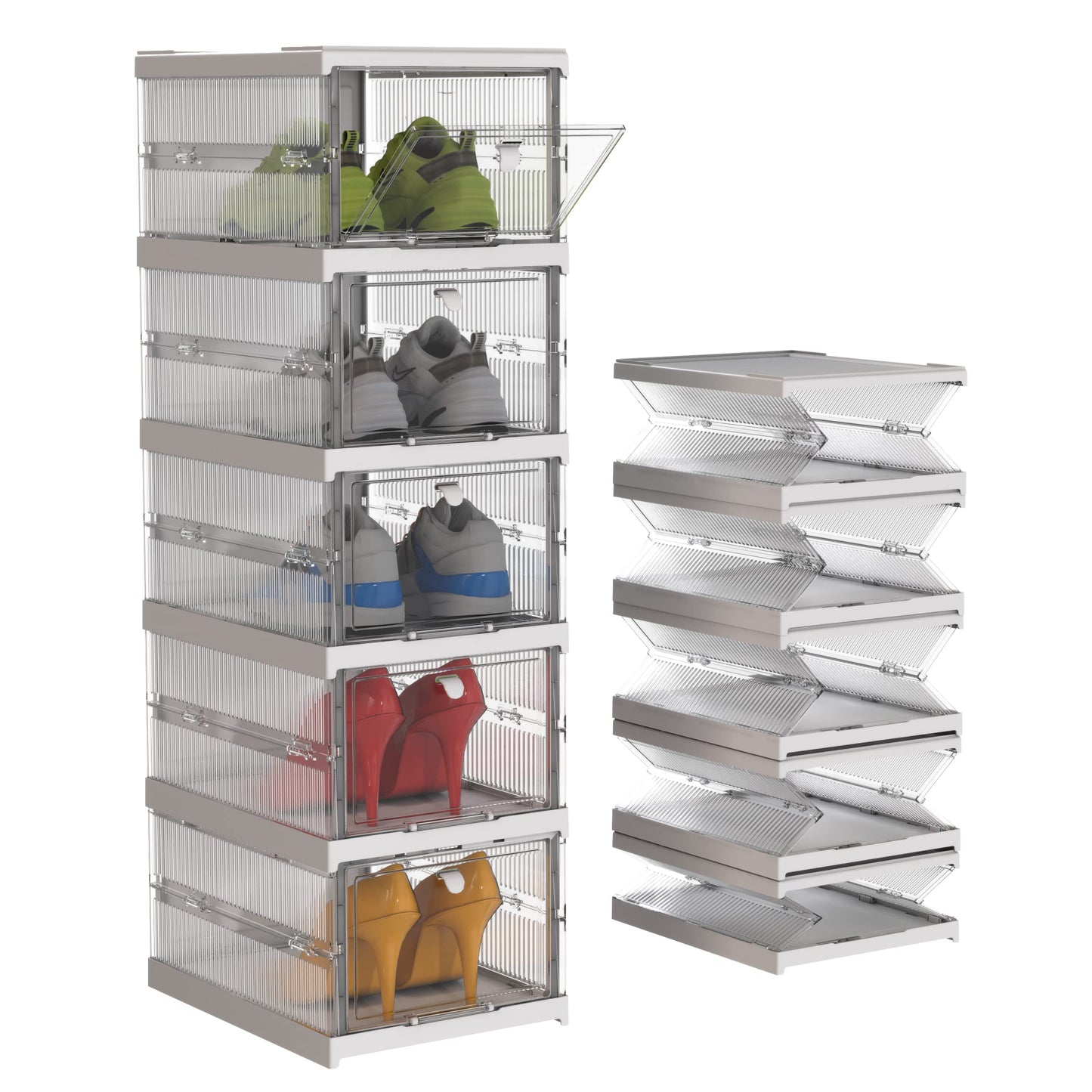 Home Shoe Organizer - Plastic Stackable Shoe Storage Organizer for Closet