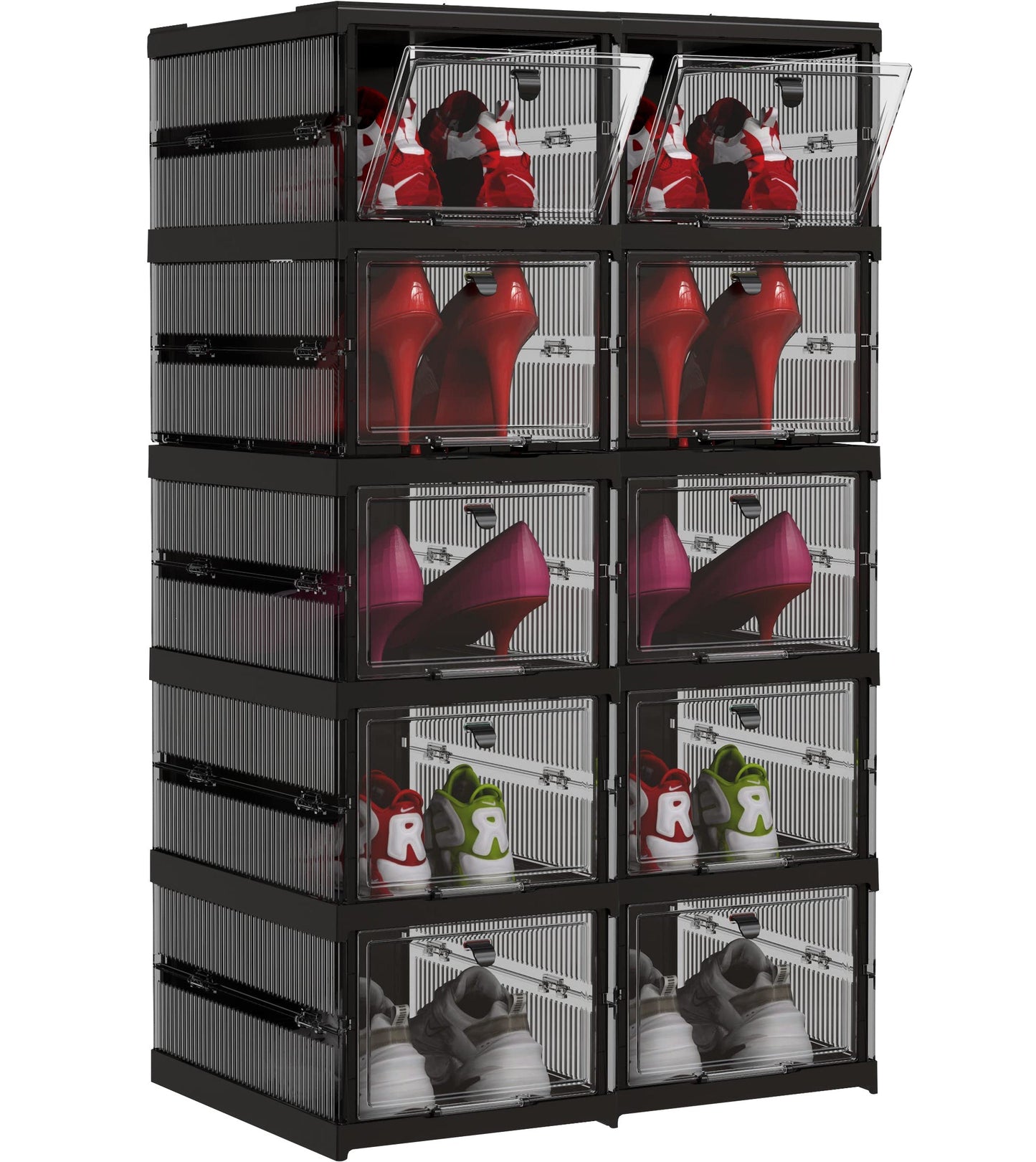 Home Shoe Organizer - Plastic Stackable Shoe Storage Organizer for Closet