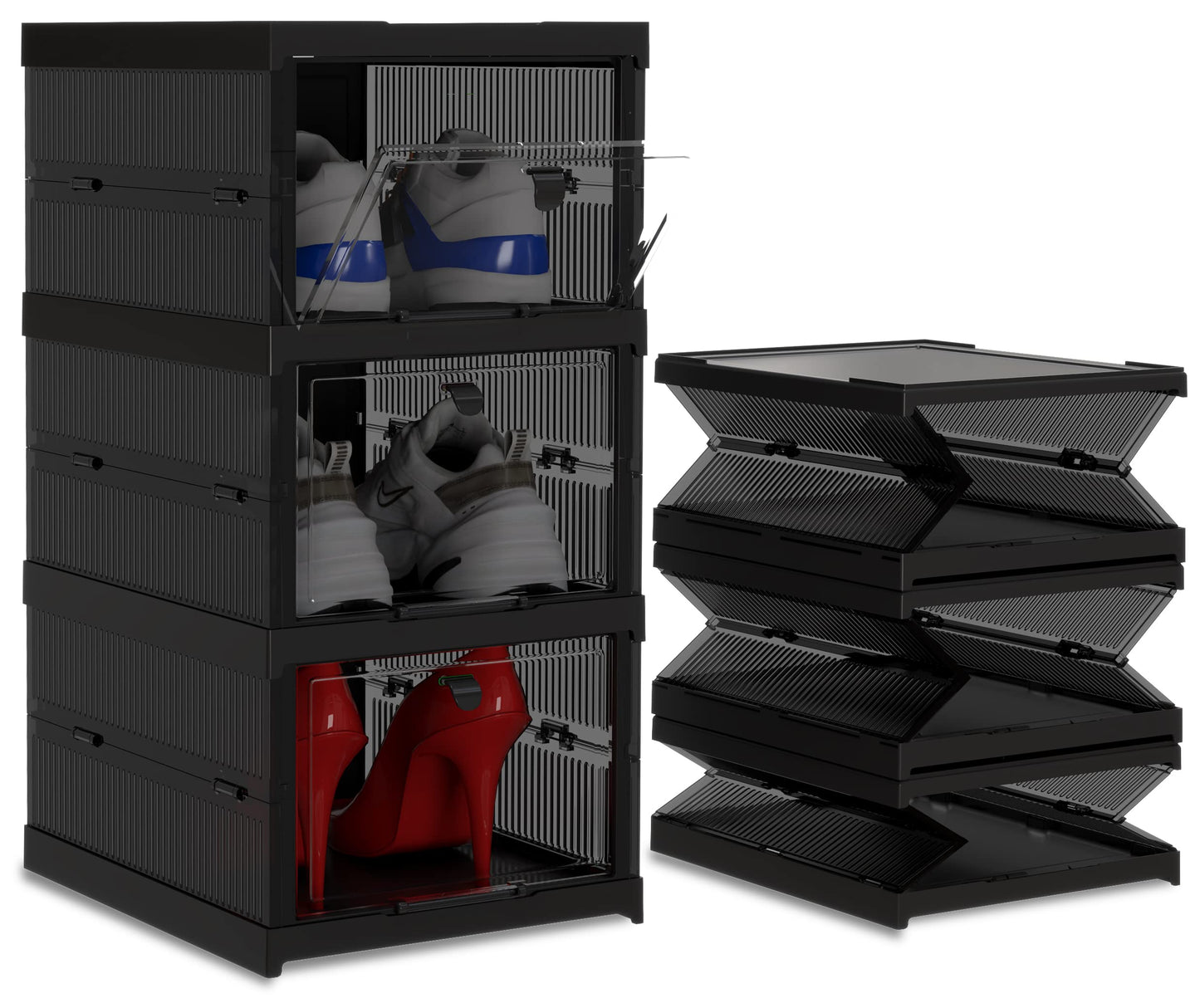 Home Shoe Organizer - Plastic Stackable Shoe Storage Organizer for Closet